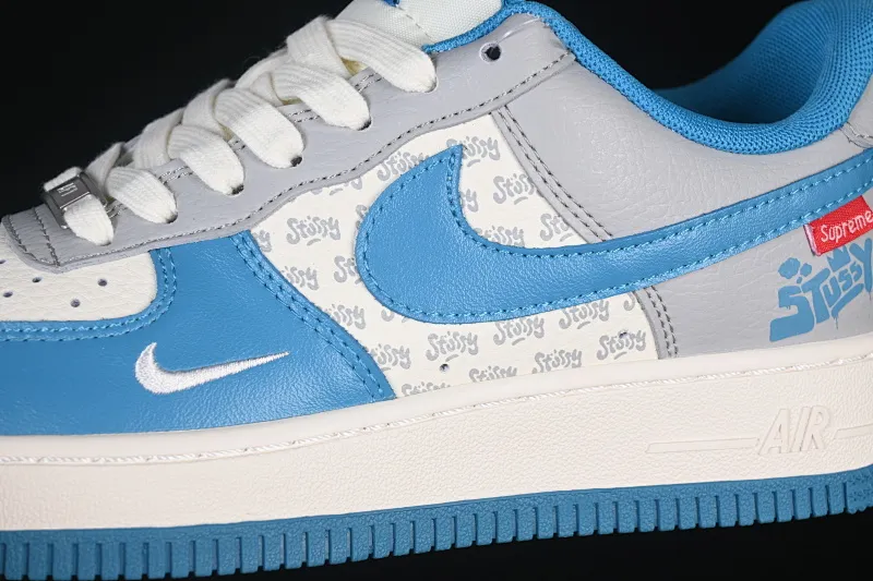All categories Nk Air Force 1 Air Force series Nk Air Force 1 Low Air Force low-top Nike Air Force 1'07 Low Stusi co-branded milk white blue gray Air Force 1 low-top casual sneakers XD2588-607